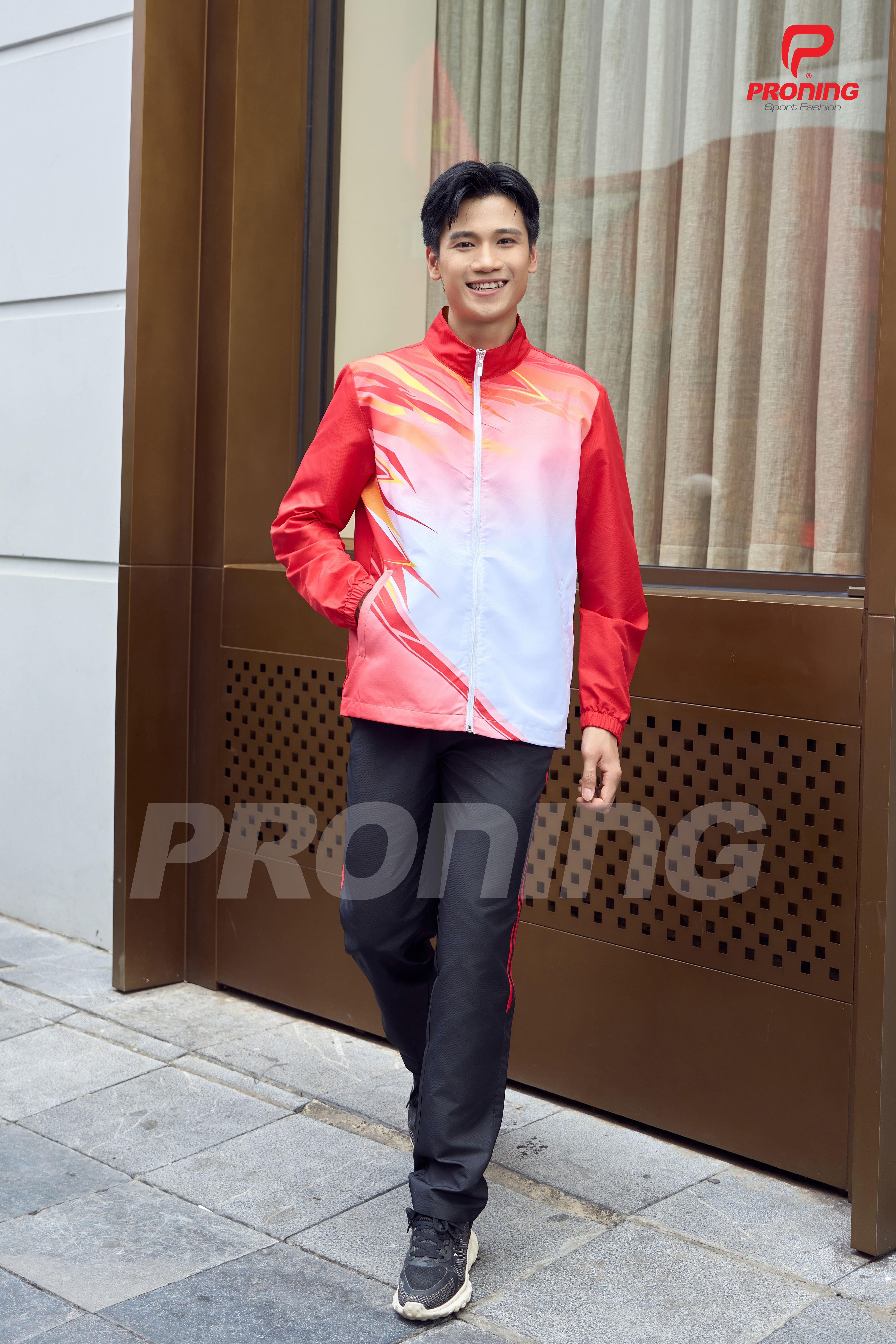 Bộ gió thể thao nam MDB-257 đỏ phối đen